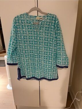 Cute Boo Gemes Medium Geometric Resort Tunic COOL nautical cotton beach top